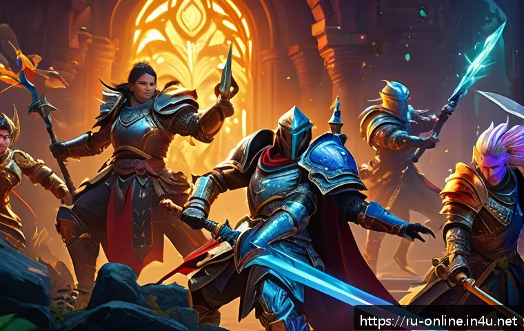 넥슨 메이플스토리 차세대 업데이트 - A vibrant fantasy game scene featuring diverse character classes engaged in strategic combat; charac...